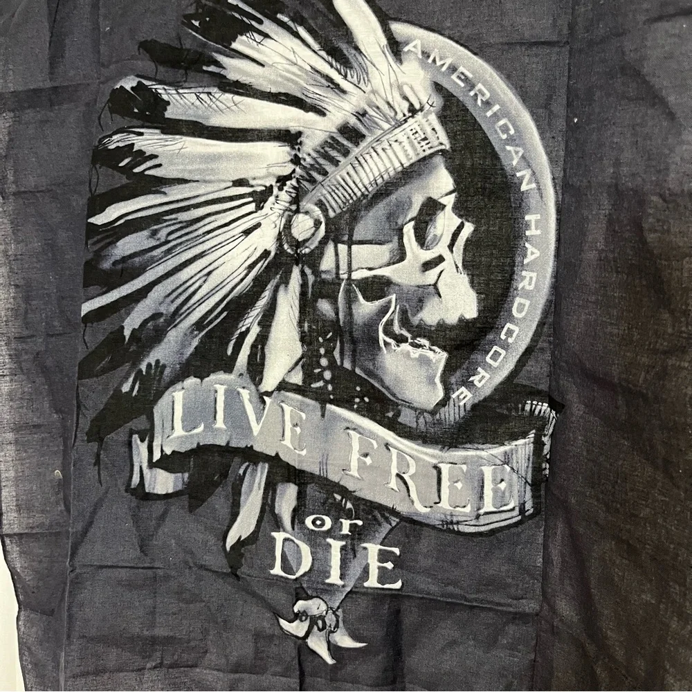 Hav A Hank LIVE FREE OR DIE American Hardcore Black Skull Bandana